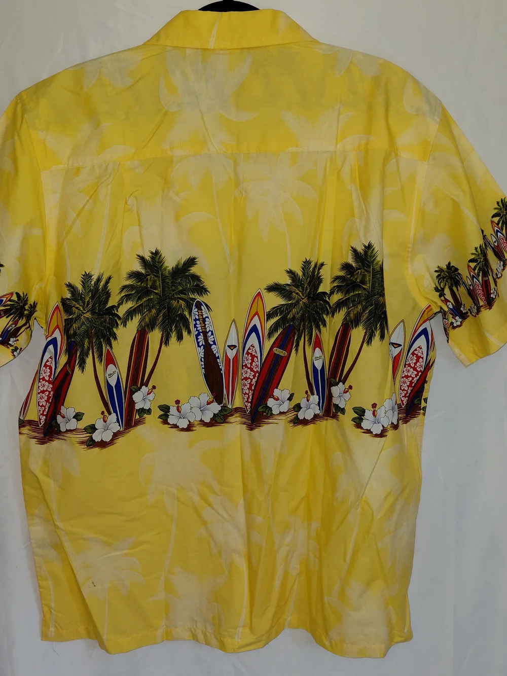 Favant Men's Yellow Hawaiian Surf Print Button-Down Shirt #2215